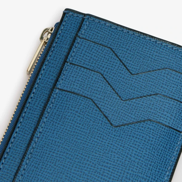 Valextra Card Holder 3CC with Zip in Cobalt Blue | Wallets & Purses | Luxury Shoes 