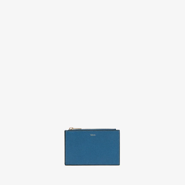 Valextra Card Holder 3CC with Zip in Cobalt Blue | Wallets & Purses | Luxury Shoes 