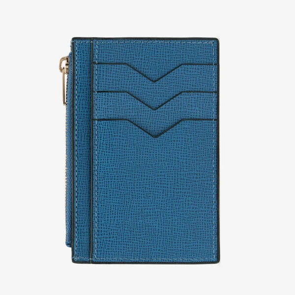 Valextra Card Holder 3CC with Zip in Cobalt Blue | Wallets & Purses | Luxury Shoes 