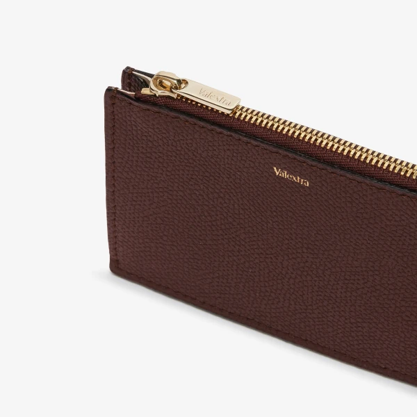 Valextra Card Holder 3CC with Zip in Coffee Brown | Cases | Luxury Shoes 