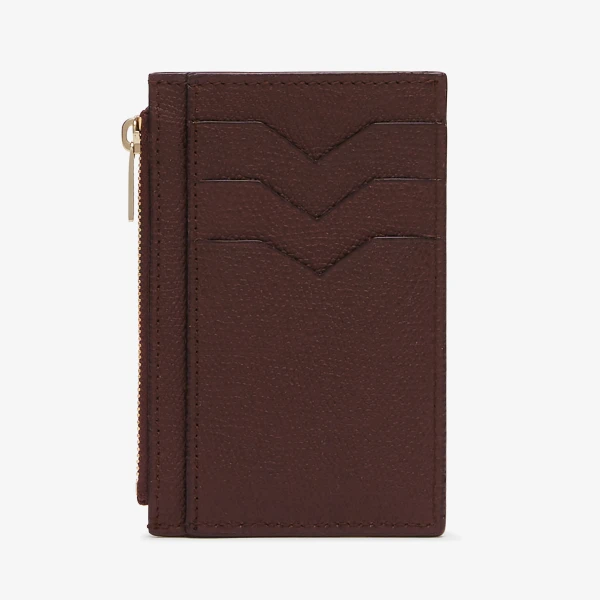 Valextra Card Holder 3CC with Zip in Coffee Brown | Cases | Luxury Shoes 