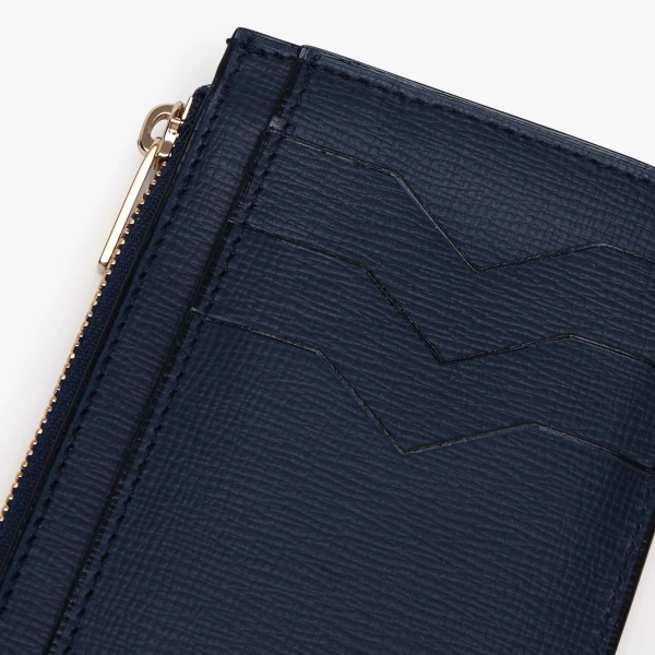 Valextra Card Holder 3CC with Zip in Dark Blue | Wallets & Purses | Luxury Shoes 