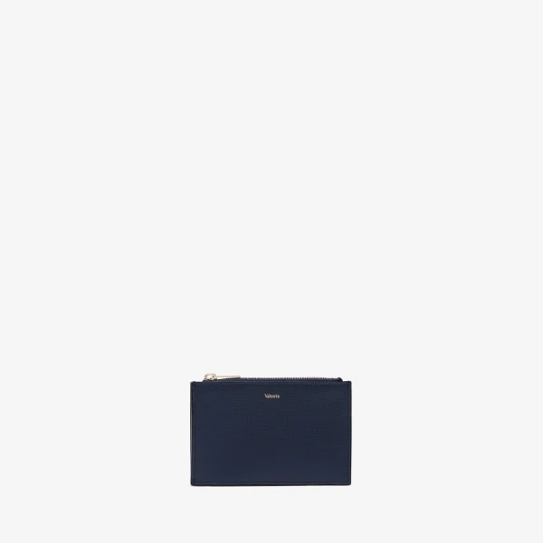 Valextra Card Holder 3CC with Zip in Dark Blue | Wallets & Purses | Luxury Shoes 