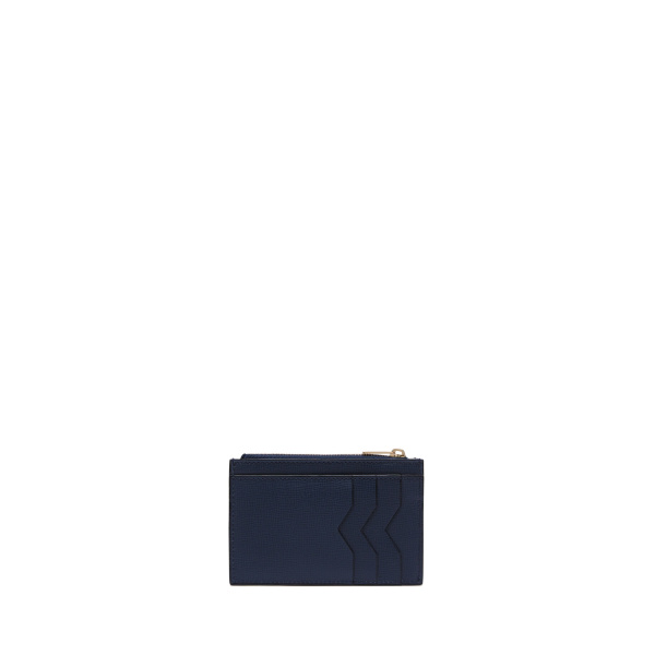 Valextra Card Holder 3CC with Zip in Dark Blue | Wallets & Purses | Luxury Shoes 