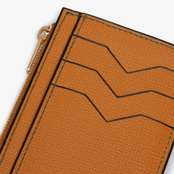 Valextra Card Holder 3CC with Zip in Havana Brown | Wallets & Purses | Luxury Shoes 