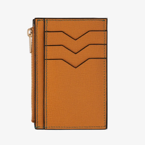 Valextra Card Holder 3CC with Zip in Havana Brown | Wallets & Purses | Luxury Shoes 