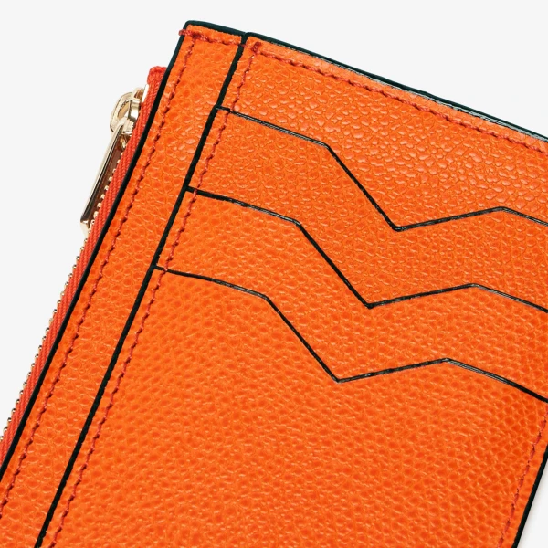 Valextra Card Holder 3CC with Zip in Lobster Red | Cases | Luxury Shoes 