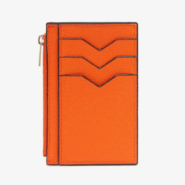 Valextra Card Holder 3CC with Zip in Lobster Red | Cases | Luxury Shoes 