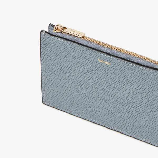 Valextra Card Holder 3CC with Zip in Niagara Blue | Wallets & Purses | Luxury Shoes 