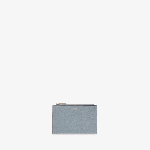 Valextra Card Holder 3CC with Zip in Niagara Blue | Wallets & Purses | Luxury Shoes 