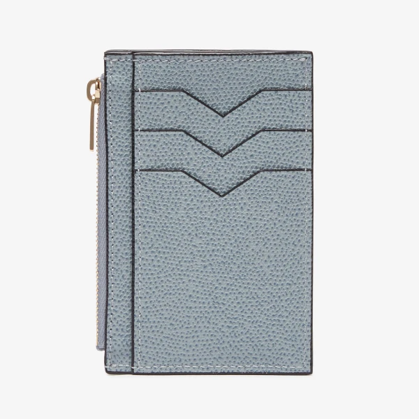 Valextra Card Holder 3CC with Zip in Niagara Blue | Wallets & Purses | Luxury Shoes 