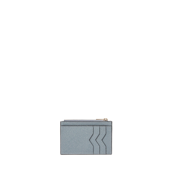 Valextra Card Holder 3CC with Zip in Niagara Blue | Wallets & Purses | Luxury Shoes 