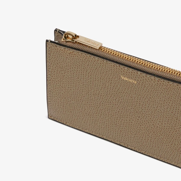 Valextra Card Holder 3CC with Zip in Oyster Brown | Wallets & Purses | Luxury Shoes 