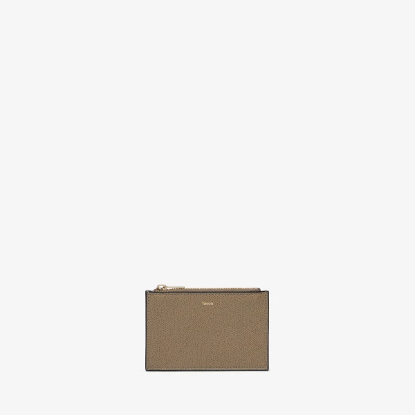 Valextra Card Holder 3CC with Zip in Oyster Brown | Wallets & Purses | Luxury Shoes 
