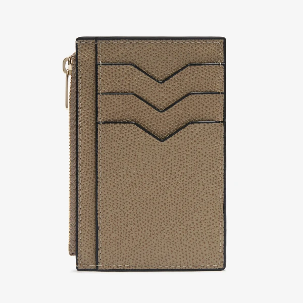 Valextra Card Holder 3CC with Zip in Oyster Brown | Wallets & Purses | Luxury Shoes 