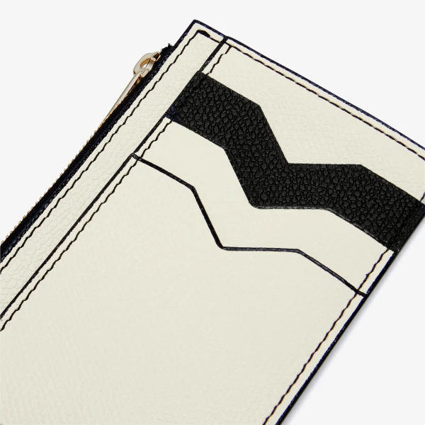 Valextra Card Holder 3CC with Zip in Pergamena White and Black | Wallets & Purses | Luxury Shoes 