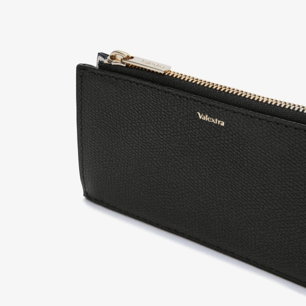 Valextra Card Holder 3CC with Zip in Pergamena White and Black | Wallets & Purses | Luxury Shoes 