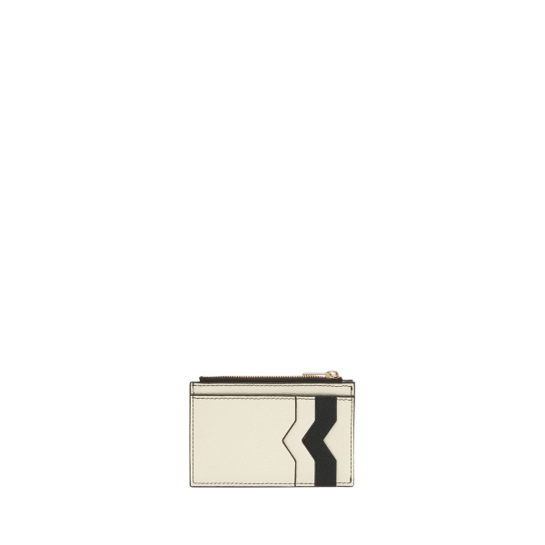 Valextra Card Holder 3CC with Zip in Pergamena White and Black | Wallets & Purses | Luxury Shoes 