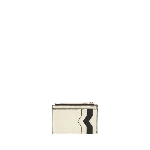 Card Holder 3CC with Zip in Pergamena White and Black
