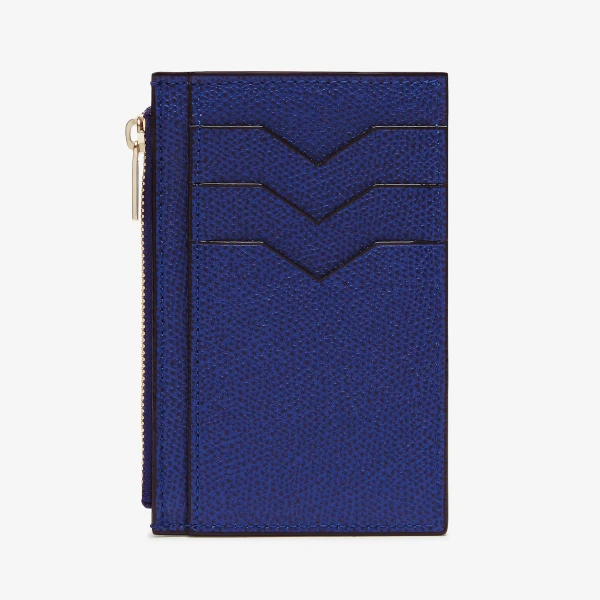 Valextra Card Holder 3CC with Zip in Royal Blue | Wallets & Purses | Luxury Shoes 