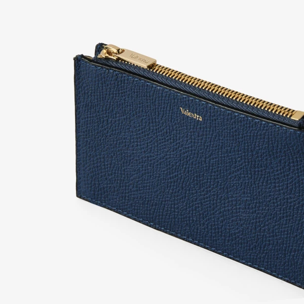 Valextra Card Holder 3CC with Zip in Sapphire Blue | Wallets & Purses | Luxury Shoes 