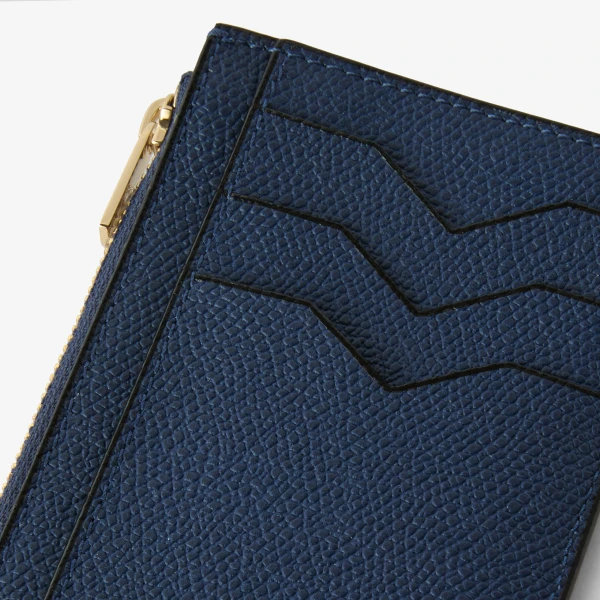 Valextra Card Holder 3CC with Zip in Sapphire Blue | Wallets & Purses | Luxury Shoes 