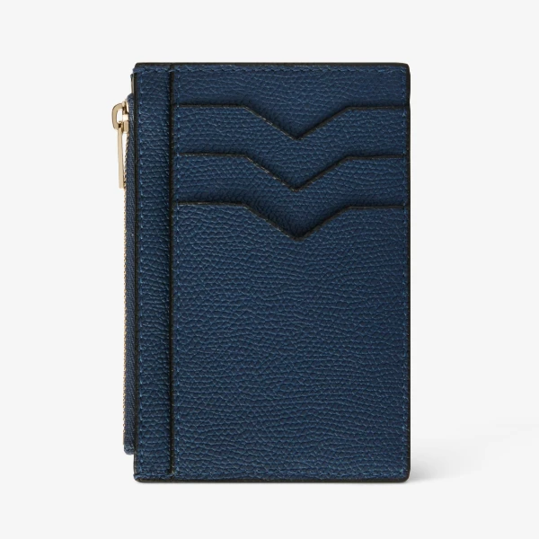 Valextra Card Holder 3CC with Zip in Sapphire Blue | Wallets & Purses | Luxury Shoes 