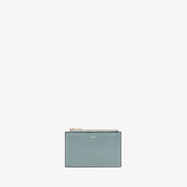 Valextra Card Holder 3CC with Zip in Smokey Blue | Wallets & Purses | Luxury Shoes 