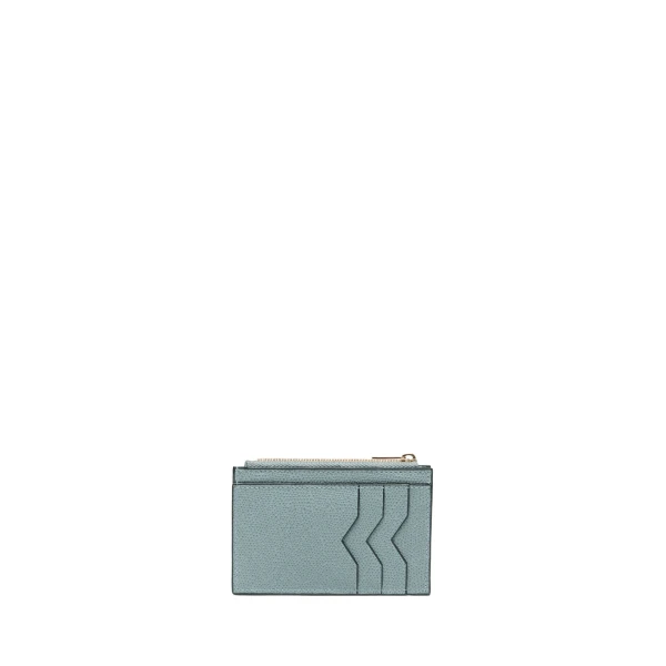 Valextra Card Holder 3CC with Zip in Smokey Blue | Wallets & Purses | Luxury Shoes 
