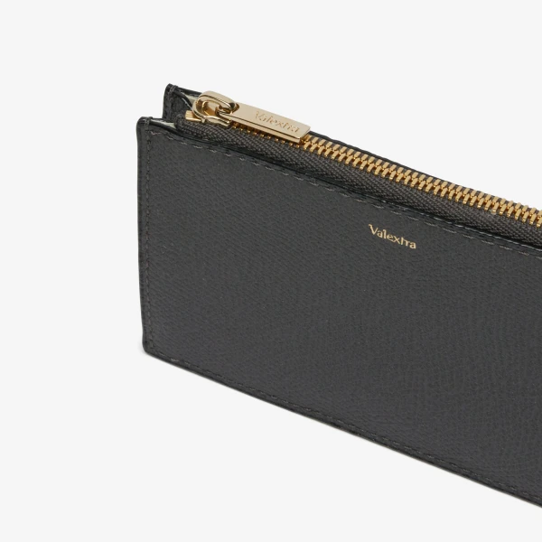 Valextra Card Holder 3CC with Zip in Smokey Grey | Wallets & Purses | Luxury Shoes 