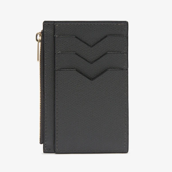 Valextra Card Holder 3CC with Zip in Smokey Grey | Wallets & Purses | Luxury Shoes 