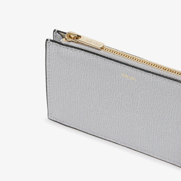 Valextra Card Holder 3CC with Zip in Stone Grey | Wallets & Purses | Luxury Shoes 