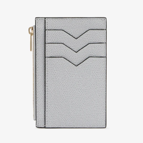 Valextra Card Holder 3CC with Zip in Stone Grey | Wallets & Purses | Luxury Shoes 