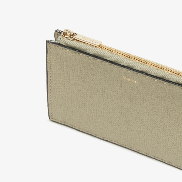 Valextra Card Holder 3CC with Zip in Tundra Green | Wallets & Purses | Luxury Shoes 