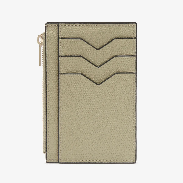 Valextra Card Holder 3CC with Zip in Tundra Green | Wallets & Purses | Luxury Shoes 
