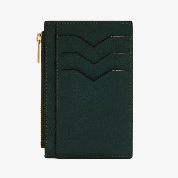 Valextra Card Holder 3CC with Zip in Valextra Green, Millepunte | Wallets & Purses | Luxury Shoes 