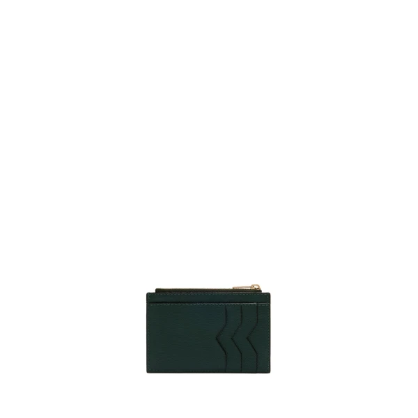 Card Holder 3CC with Zip in Valextra Green, Millepunte