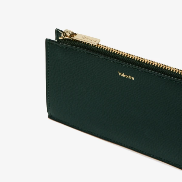 Valextra Card Holder 3CC with Zip in Valextra Green, Pave | Wallets & Purses | Luxury Shoes 