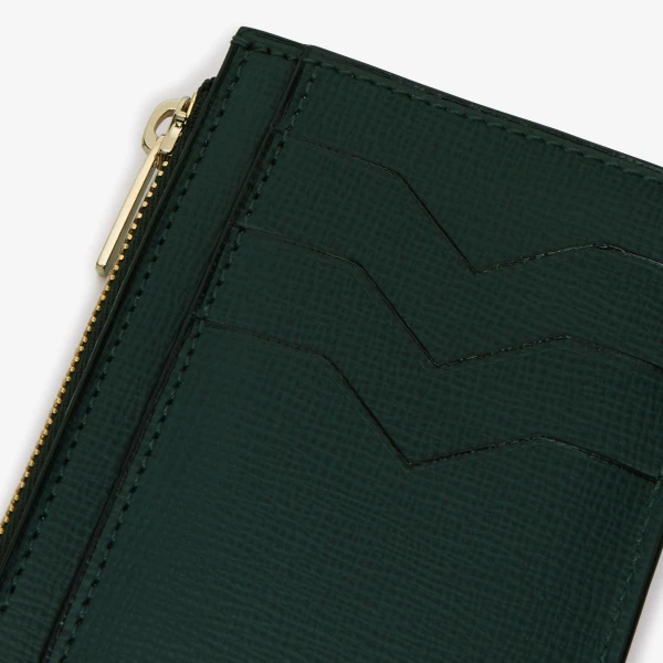 Valextra Card Holder 3CC with Zip in Valextra Green, Pave | Wallets & Purses | Luxury Shoes 