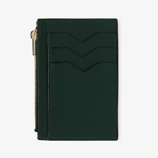 Valextra Card Holder 3CC with Zip in Valextra Green, Pave | Wallets & Purses | Luxury Shoes 