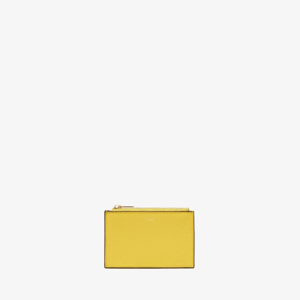 Valextra Card Holder 3CC with Zip in Yellow | Wallets & Purses | Luxury Shoes 
