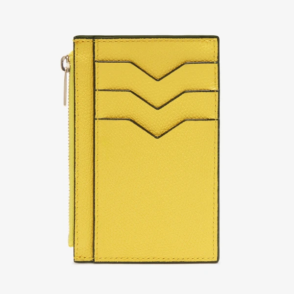 Valextra Card Holder 3CC with Zip in Yellow | Wallets & Purses | Luxury Shoes 
