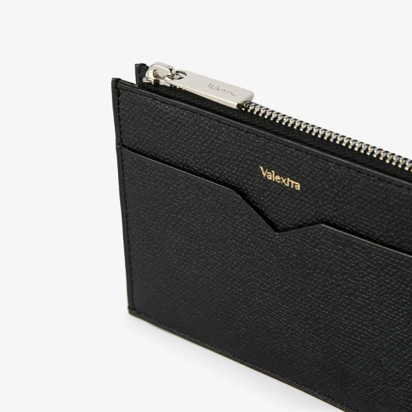 Valextra Card Holder 8CC with Zip in Black | Cases | Luxury Shoes 