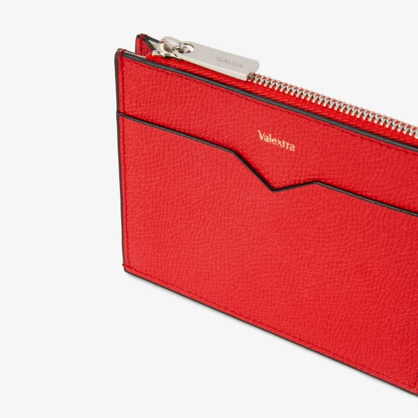 Valextra Card Holder 8CC with Zip in Crimson Red | Wallets & Purses | Luxury Shoes 