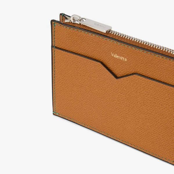 Valextra Card Holder 8CC with Zip in Havana Brown | Cases | Luxury Shoes 