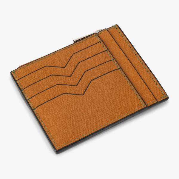 Valextra Card Holder 8CC with Zip in Havana Brown | Cases | Luxury Shoes 