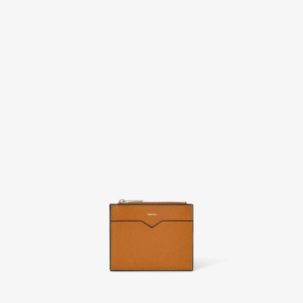 Valextra Card Holder 8CC with Zip in Havana Brown | Cases | Luxury Shoes 