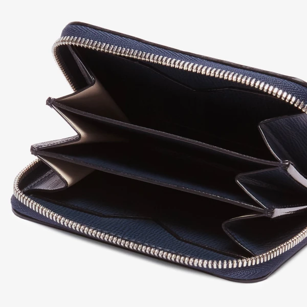 Valextra Card Holder Zip Around in Dark Blue | Wallets & Purses | Luxury Shoes 