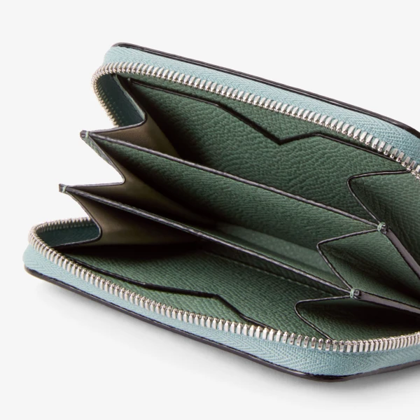 Valextra Card Holder Zip Around in Eucalyptus Green | Wallets & Purses | Luxury Shoes 