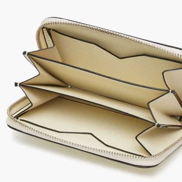 Valextra Card Holder Zip Around in Pergamena White, Pave | Wallets & Purses | Luxury Shoes 